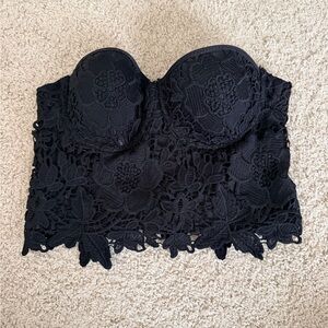 Black Lace Bustier Top